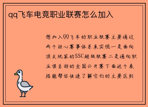 qq飞车电竞职业联赛怎么加入